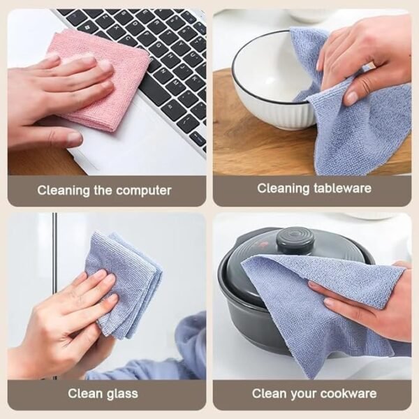 Microfiber Cleaning Cloths – 10-Piece Reusable Tissue Box for Dusting, Polishing & Household Cleaning - Micro Fiber Tissues - Cleaning Cloth - Image 7