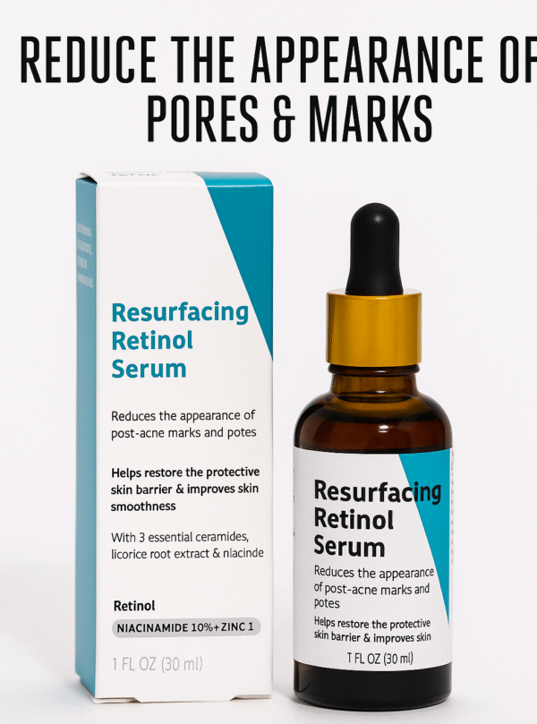 Resurfacing Retinol Facial Serum – Gentle Formula for Acne-Prone Skin, Pore Refining & Texture Smoothing