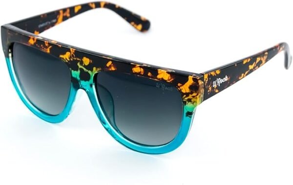 Gradient Oversized Square Sunglasses – Tortoiseshell & Aqua Blue - Image 3