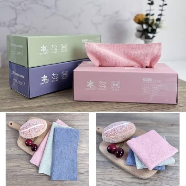 Microfiber Cleaning Cloths – 10-Piece Reusable Tissue Box for Dusting, Polishing & Household Cleaning - Micro Fiber Tissues - Cleaning Cloth - Image 10