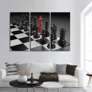 Chess Metal Wall Art Set – 8x11 Inches Each | Modern Game Room & Office Decor