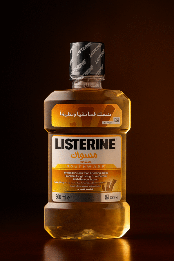 Listerine Miswak Mouthwash 500ml – Deep Cleaning Mouth Freshener with Miswak Extract for Oral Hygiene and Fresh Breath