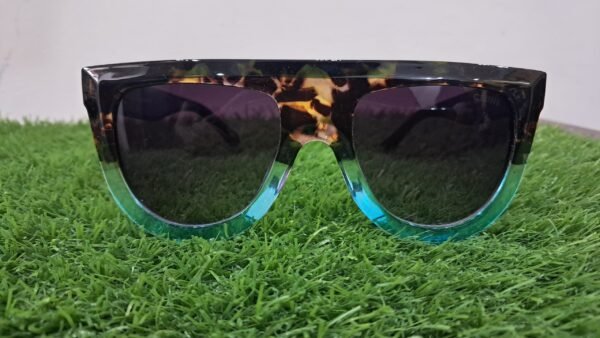 Gradient Oversized Square Sunglasses – Tortoiseshell & Aqua Blue - Image 6