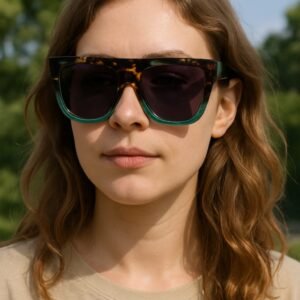 Gradient Oversized Square Sunglasses – Tortoiseshell & Aqua Blue