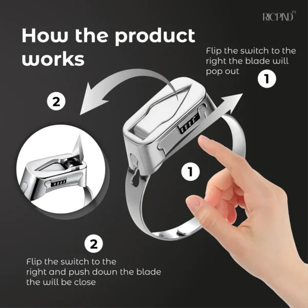 Adjustable Self Defense Ring - Self Defense Ring Knife - Hidden Blade Emergency Protection Tool for Men & Women - Image 2