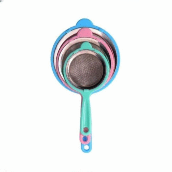 Colorful Stainless Steel Mesh Tea Strainer with Plastic Handle – Fine Sieve for Kitchen Use - Image 2