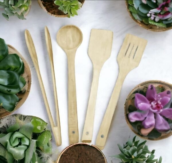 ( NW000436 ) Pack of 4 – Wooden Spoon Set | Nonstick Teak Wood Kitchen Utensils for Cooking & Serving