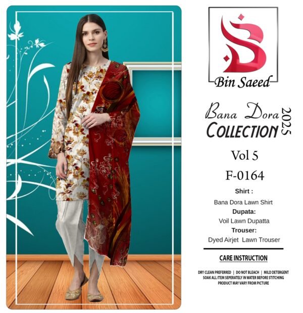 ✨ BINSAEED❤️  Bana Dora 3piece Unstitched Suit SUMMAER LAWN COLLECTION