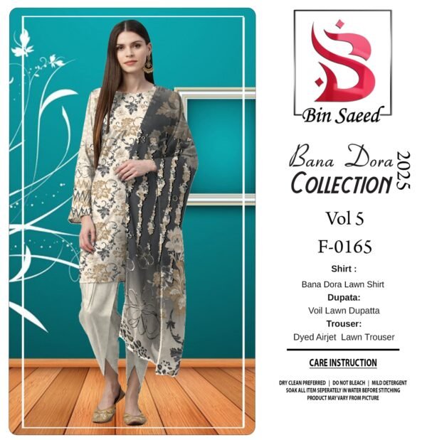 ✨ BINSAEED❤️  Bana Dora 3piece Unstitched Suit SUMMAER LAWN COLLECTION
