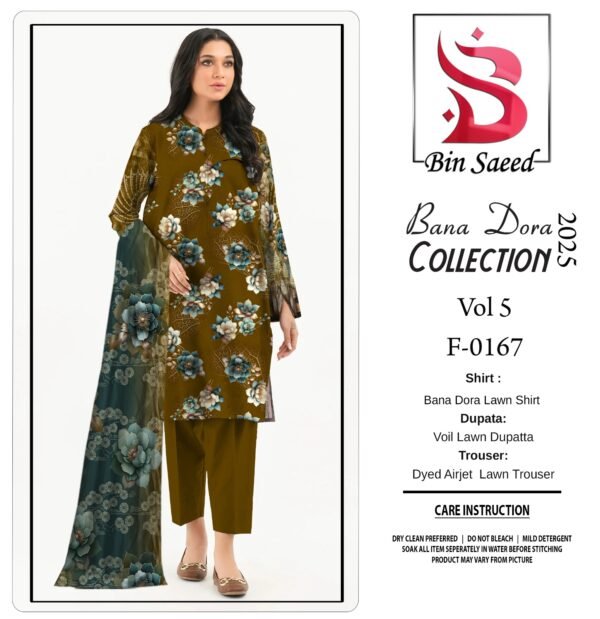 ✨ BINSAEED❤️  Bana Dora 3piece Unstitched Suit SUMMAER LAWN COLLECTION - Image 4