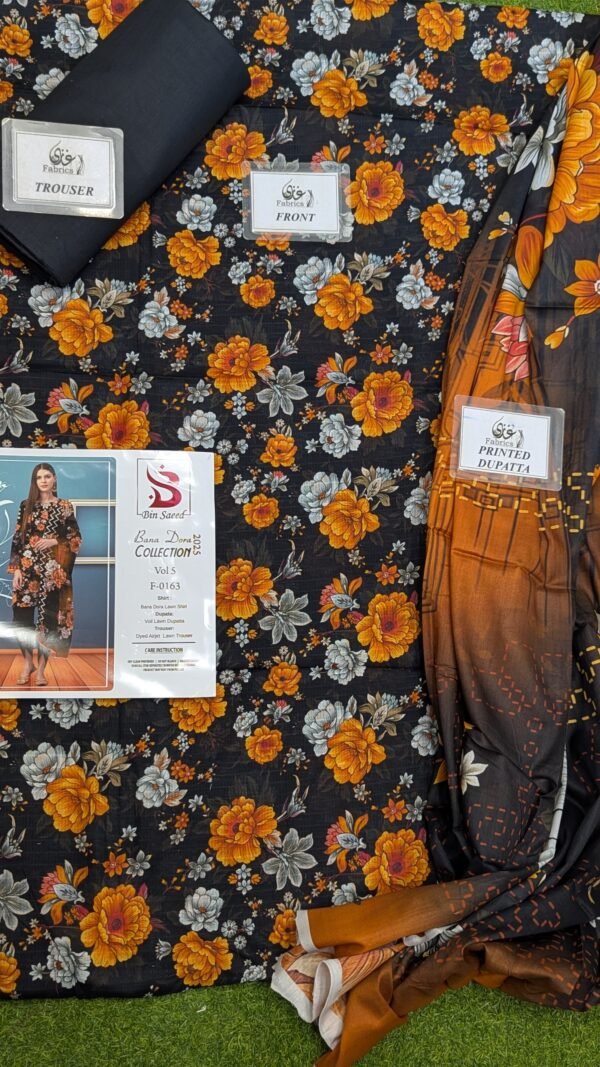 ✨ BINSAEED❤️  Bana Dora 3piece Unstitched Suit SUMMAER LAWN COLLECTION - Image 2