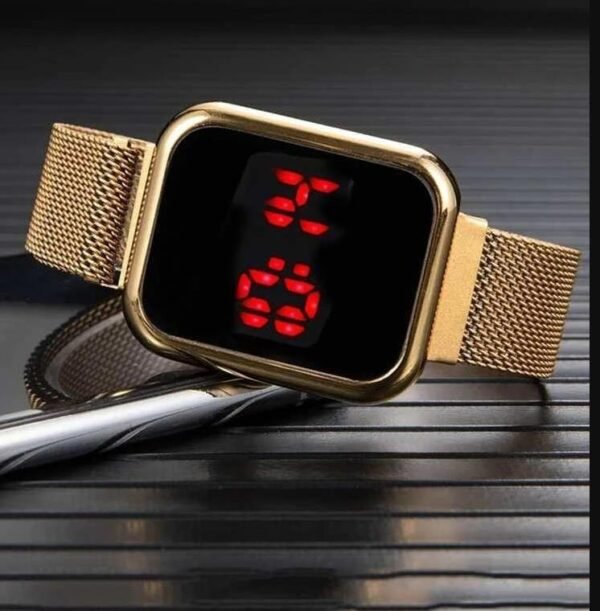 Touch LED Magnet Watch Fashion Casual Sports Men's Watch Touch Smart LED Digital Watches Electronics Wrist Watches for Men Women Square Clock Golden (Without box) - Image 6