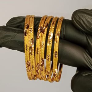 Gold Plated Bangles | Gold Plated Antique Design Bangles | 2.5 Inch Bangles (Without Box) | Bangles For Ladies And Girls