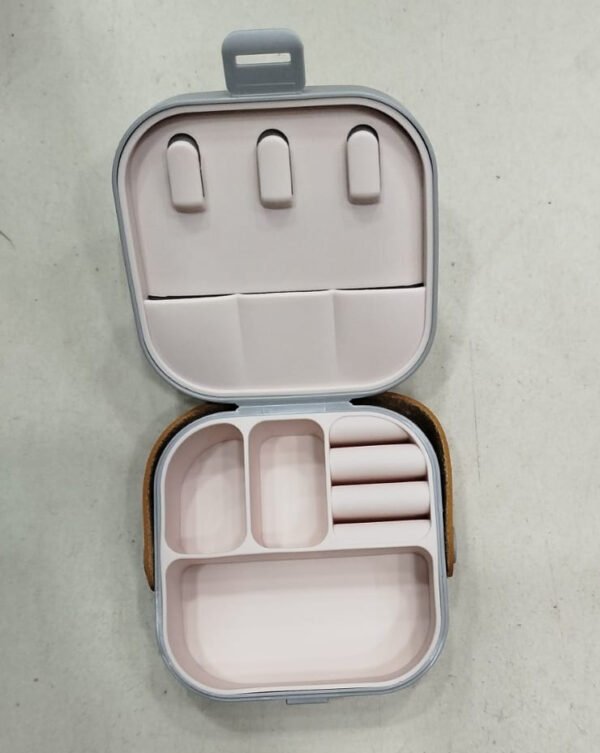 Jewelry Organizer Box | Portable Jewelry Storage Box | Sleek | Portable | Multi-Functional Travel Jewelry Organizer | Durable | Compact Ring | Necklace | Earring Storage Boxes With Mirror | For Travel | Home | Gift Option - Random Color  - Image 7