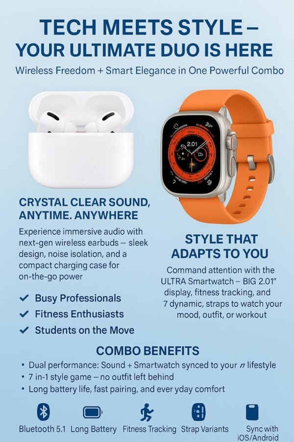 AirPods Pro 2 + Ultra 7-in-1 Smartwatch Combo | Premium Sound & Style Deal - Image 7