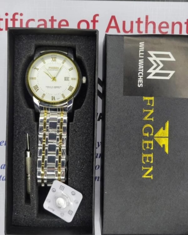 Original - Fngeen Men's Calendar Fashion Casual Business Watch - Waterproof Explosion Model - Stainless Steel Watch For Men - Quartz Watch - With Box - Image 3