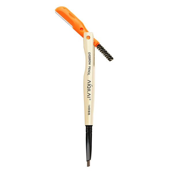 Aiqilai 3 in 1 Eyebrow Pencil | Eyebrow Pencil Gel | Anti-Smudge | Long-Lasting | Three-in-One | Double-Headed | Folding Eyebrow Trimming Knife | Brush - Image 6