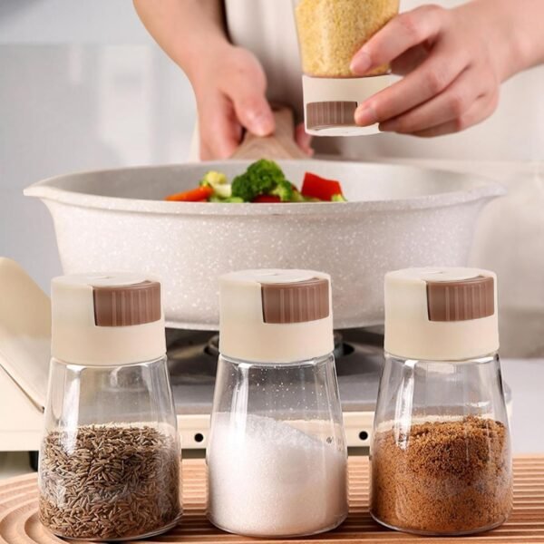 Measurable Control Spice Bottle –Spice Jar with Press Control Cap | Kitchen Sealed Quantitative Spice Dispenser | Spice jar (Random Color) - Image 4
