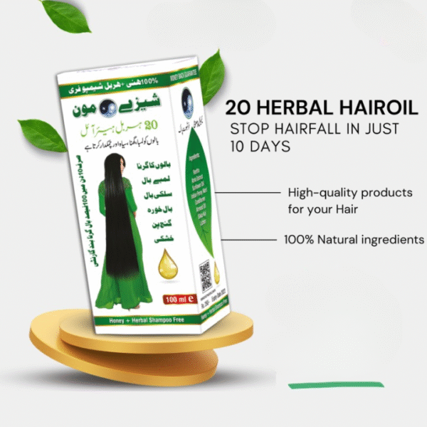 Shezy Moon 20 Herbal Hair OIl + Honey Shampoo Free - Best Quality Shezy Moon Oil & Shampoo For Hair Growth & Hair Thickness - Shampoo For Hair Care - 100ml Oil + 50ml Honey Shampoo Free - Image 3
