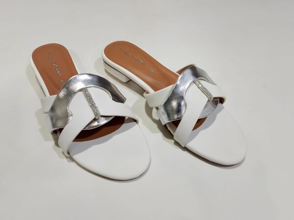 White & Silver Premium Slippers – Elegant Design, Comfy Feel & Stylish Look | Shine with every step — comfort, elegance and class in one perfect pair | Slipper | Slipper For Women (With Box) - Image 5