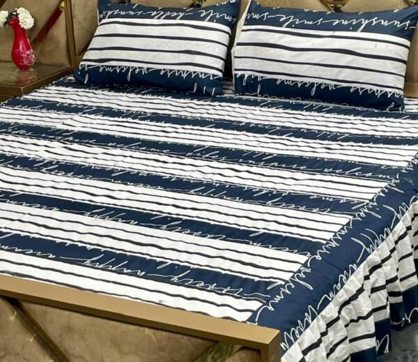 Luxury 3-Piece Frill Patchwork Double Bed Bedsheet Set – Soft Cotton Blend, Multicolor, Includes 2 Pillow Covers, Elegant Frilled Edges
