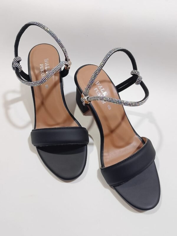 Women's Black Heel Sandals | Open Toe with Comfortable Strap Design – Black - Image 2