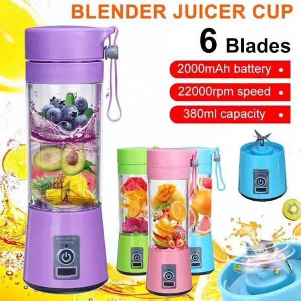 Portable Mini 6 blade Juicer blender | Outdoor Juicing Cup (380ml) - Rechargeable [random] - Image 3