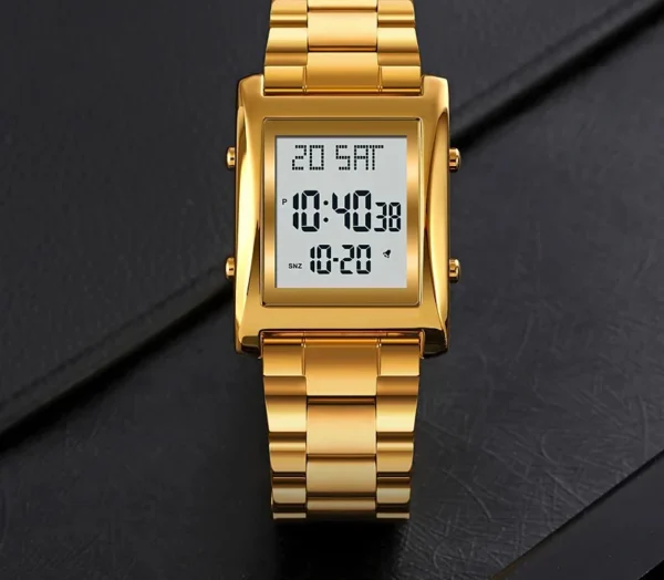 Men’s Digital Square Watch – Stainless Steel Chain, Quartz Movement, Without box - Image 4