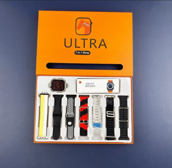 7-in-1 Ultra Smart Watch – Advanced Multi-Feature Fitness Tracker with Heart Rate Monitor, Sleep Tracking, Bluetooth Calling, Sports Modes & More Random Color Straps - Smartwatch With 6 Silicone Stripes And 1 Metal Strip - Image 6