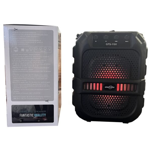 GTS-1191 10W Wireless Portable Bluetooth Speaker with 6.5" Subwoofer, FM Radio, 1200mAh Battery, Loud Volume, USB/AUX/TF Support, Belt Strap for Outdoor Travel, Party, Picnic, Camping Use - Image 5
