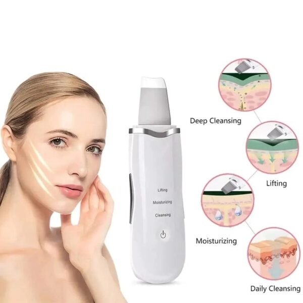 Rechargeable Ultrasonic Skin Scrubber – Deep Cleansing Facial Spatula & Blackhead Remover with Vibration & Peeling Modes - Image 2