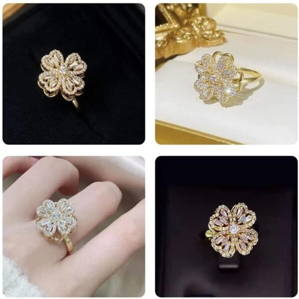 Lucky Four-Leaf Clover Rotating Anxiety Ring – Spinner Fidget Ring for Stress Relief, Adjustable Lucky Flower Ring for Women & Girls (With Box) - Image 18