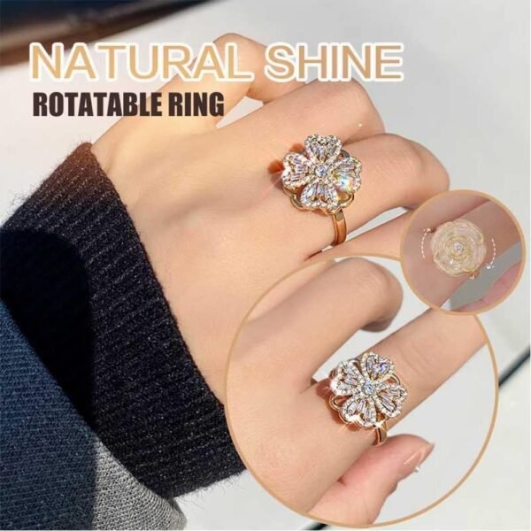 Lucky Four-Leaf Clover Rotating Anxiety Ring – Spinner Fidget Ring for Stress Relief, Adjustable Lucky Flower Ring for Women & Girls (With Box) - Image 15
